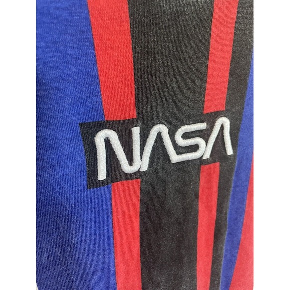 Neon Riot NASA Striped Shirt Mens Small Embroidered Colorblock Crew Neck - Picture 3 of 4